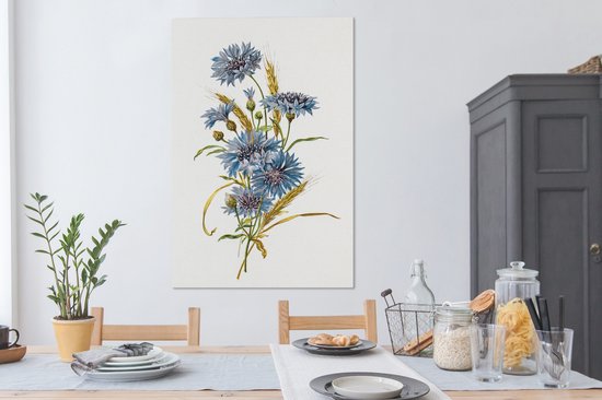 Une illustration d'une toile bleuet et grain 80x120 cm - Tirage photo sur toile (Décoration murale salon / chambre)