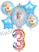 Frozen ballonnen set verjaardag 3 jaar - folie ballon Elsa 6 delig