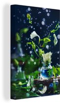 Nature morte gouttes d'eau et fleurs sur toile 2cm 60x90 cm - Tirage photo sur toile (Décoration murale salon / chambre)