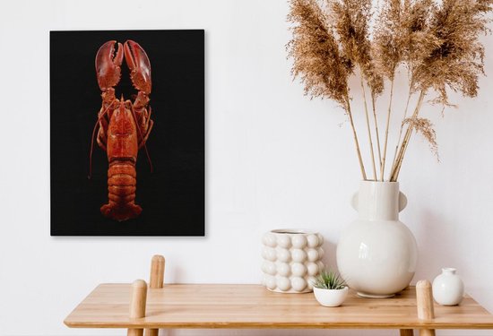 Homard cuit à la vapeur sur une toile de fond noir 2cm 30x40 cm - petit - Tirage photo sur toile (Décoration murale salon / chambre) / Animaux sauvages Peintures sur toile