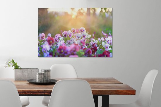 Tableaux - Coucher de soleil sur un champ de violettes - Peintures cm - Décoration murale