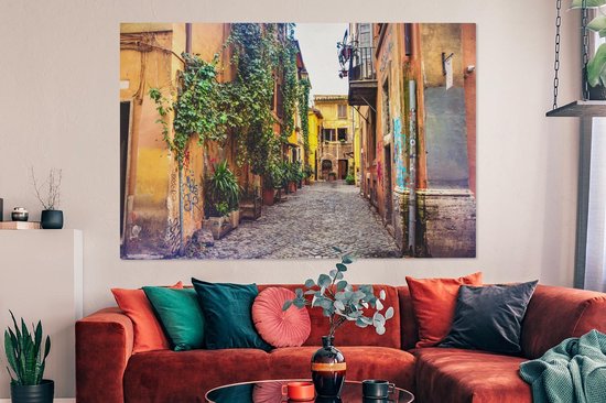 Ancienne ruelle de Rome 180x120 cm - Tirage photo sur toile (Décoration murale salon / chambre) XXL / Groot format!