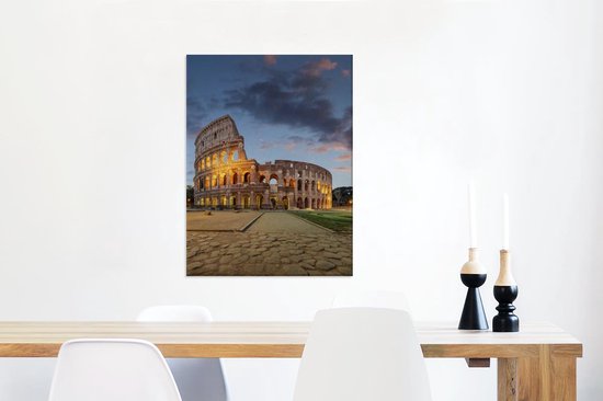 Colisée illuminé à Rome 60x80 cm - Tirage photo sur toile (Décoration murale salon / chambre) / Villes européennes Peintures sur toile