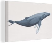 Illustration détaillée d'une baleine 180x120 cm - Tirage photo sur toile (Décoration murale salon / chambre) / Peintures sur toile Animaux XXL / Groot format!