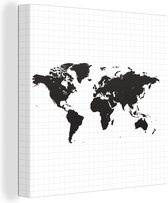 Carte du monde minimaliste sur toile de fond damier 2cm
