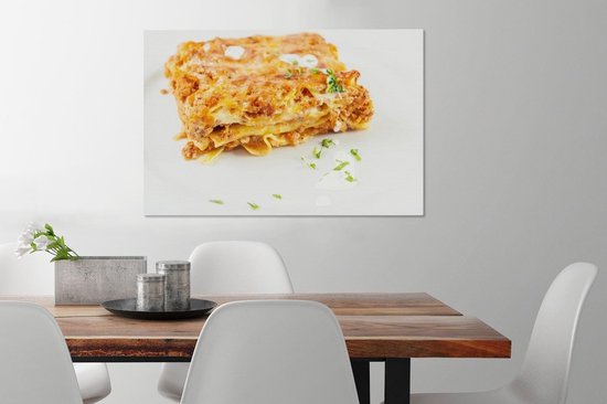 Lasagne sur toile fond blanc 2cm 90x60 cm - Tirage photo sur toile (Décoration murale salon / chambre)