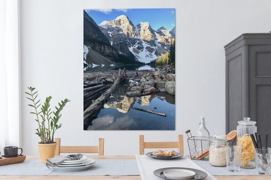 Peintures sur toile - Lac Moraine reflétant les montagnes du Canada - 90x120 cm - Décoration murale