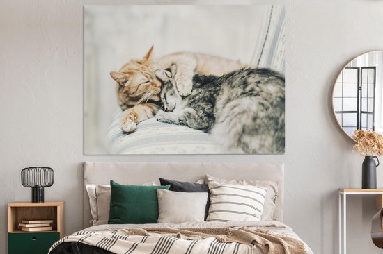 Peintures Toile Chat - Canapé - Salon - 160x120 cm - Décoration murale XXL