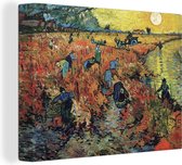 Canvas Schilderij De rode wijngaard - Vincent van Gogh - 40x30 cm - Wanddecoratie