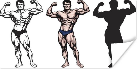 Poster Een illustratie van drie bodybuilders - 120x60 cm