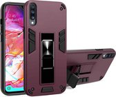 Voor Samsung Galaxy A70 2 in 1 PC + TPU schokbestendige beschermhoes met onzichtbare houder (wijnrood)