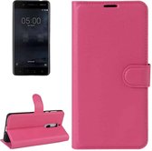 Voor Nokia 5 Litchi Texture Horizontale Flip Leren Case met Houder & Kaartsleuven & Portemonnee (Magenta)