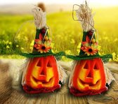 2 STKS Halloween Pompoen Lantaarn Holle Gloeiende Schuim Bar Decoratie (Groene Hoed)