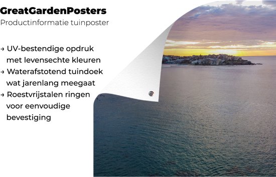 Décoration murale extérieure Coucher de soleil sur la mer de Bondi Beach - 160x120 cm - Toile jardin - Poster extérieur