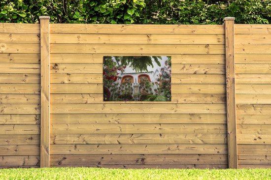 Belles fleurs sur le mur à Cordoba Garden poster 90x60 cm - Toile de jardin / Toile d'extérieur / Peintures pour l'extérieur (décoration de jardin)