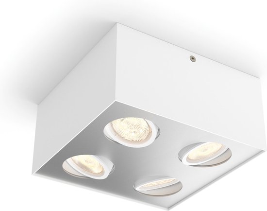 Philips Box opbouwspot - 4-lichts - wit