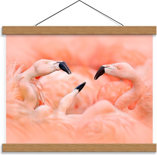 Schoolplaat – Flamingo's bij Elkaar - 40x30cm Foto op Textielposter (Wanddecoratie op Schoolplaat)