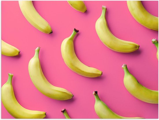 Poster – Bananen bij Roze Achtergrond - 40x30cm Foto op Posterpapier