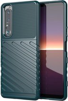 Sony Xperia 1 III Hoesje Twill Thunder TPU Back Cover Groen