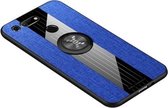 Voor Huawei Honor View 20 XINLI Stitching Cloth Textue Shockproof TPU beschermhoes met ringhouder (blauw)