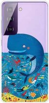 Voor Samsung Galaxy S21 5G gekleurd tekeningpatroon zeer transparant TPU beschermhoes (walvis zeebodem)