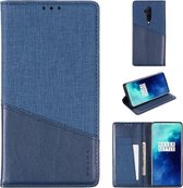 Voor OnePlus 7T Pro MUXMA MX109 horizontale flip lederen tas met houder en kaartsleuf en portemonnee (blauw)