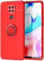 Voor Geschikt voor Xiaomi Redmi Note 9 metalen ringhouder 360 graden roterende TPU-hoes (rood + rood)