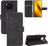 Voor Geschikt voor Xiaomi Poco X3 NFC Effen kleur Huidgevoel Magnetische gesp Horizontale flip kalftextuur PU lederen tas met houder & kaartsleuven & portemonnee (zwart)