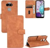 Voor LG K31 / Aristo 5 Effen Kleur Huidgevoel Magnetische Gesp Horizontale Flip Kalf Textuur PU Lederen Case met Houder & Kaartsleuven & Portemonnee (Bruin)