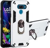 Voor LG K50 2 in 1 Armor Series PC + TPU beschermhoes met ringhouder (zilver)