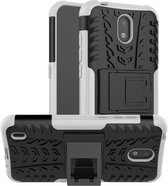 Voor Nokia 1.3 Tyre Texture Shockproof TPU + PC beschermhoes met houder (wit)