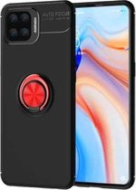 Voor OPPO F17 Pro metalen ringhouder 360 graden roterende TPU-hoes (zwart + rood)