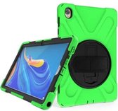 Voor Huawei MediaPad M6 10.8 schokbestendig kleurrijk siliconen + pc-beschermhoes met houder en handgreepriem (groen)