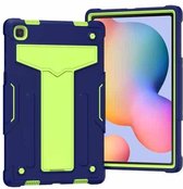 Voor Samsung Galaxy Tab A7 10.4 (2020) T-vormige beugel Contrastkleur Schokbestendig PC + siliconen beschermhoes (marine + groen)