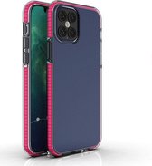 Voor iPhone 12/12 Pro TPU tweekleurige schokbestendige beschermhoes (rozerood)