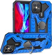 Voor iPhone 12/12 Pro Iron Knight Series 2 in 1 PC + TPU telefoonhoes met ringhouder (blauw)