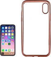 Voor iPhone X / XS Galvaniserende zijde TPU beschermende achterkant van de behuizing (roségoud)