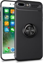 Metalen ringhouder 360 graden roterende TPU-hoes voor iPhone 8 Plus & 7 Plus (zwart)