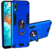 Voor Huawei Y6 Pro (2019) 2 in 1 Armor Series PC + TPU beschermhoes met ringhouder (donkerblauw)