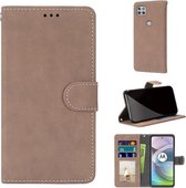 Voor Motorola Mote G 5G Retro Frosted Horizontale Flip PU Lederen Case met Houder & Kaartsleuven & Portemonnee & Fotolijst (Crème Kleur)