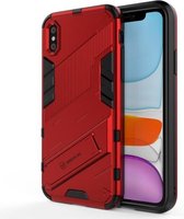 Punk Armor 2 in 1 PC + TPU schokbestendig hoesje met onzichtbare houder voor iPhone XR (rood)