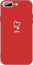 Voor iPhone 8 Plus / 7 Plus Love-heart Letter Pattern Colorful Frosted TPU telefoon beschermhoes (rood)