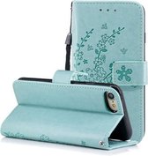 Voor iPhone SE 2020 Plum Blossom Embossing Pattern Horizontale Flip lederen hoes met houder & kaartsleuven & portemonnee & lanyard (groen)