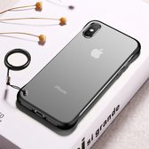 Frosted antislip TPU-beschermhoes met metalen ring voor iPhone X (zwart)