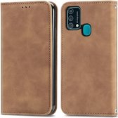 Voor Samsung Galaxy M21s / F41 / M31 Retro Skin Feel Business Magnetische Horizontale Flip Leren Case met Houder & Kaartsleuven & Portemonnee & Fotolijst (Bruin)