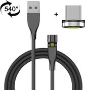 2 m USB naar USB-C / Type-C 540 graden roterende magnetische oplaadkabel (zwart)