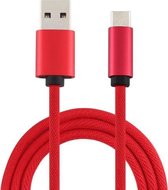 5A USB naar USB-C / Type-C supersnelle oplaadbare gevlochten datakabel, kabellengte: 1,8 m (rood)