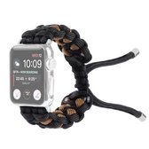 Gevlochten Paraplukoord Horlogebandje Voor Apple Watch Series 6 & SE & 5 & 4 40mm / 3 & 2 & 1 38mm (Zwart)