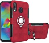 Voor Galaxy M20 2 in 1 kubus PC + TPU beschermhoes met 360 graden draaien zilveren ringhouder (rood)