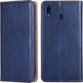 Voor Samsung Galaxy A20e PU + TPU Gloss Oil Effen Kleur Magnetische Horizontale Flip Leren Case met Houder & Kaartsleuf & Portemonnee (Blauw)